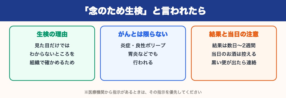「念のため生検」の意味(理由・がんとは限らない・結果と当日の注意)