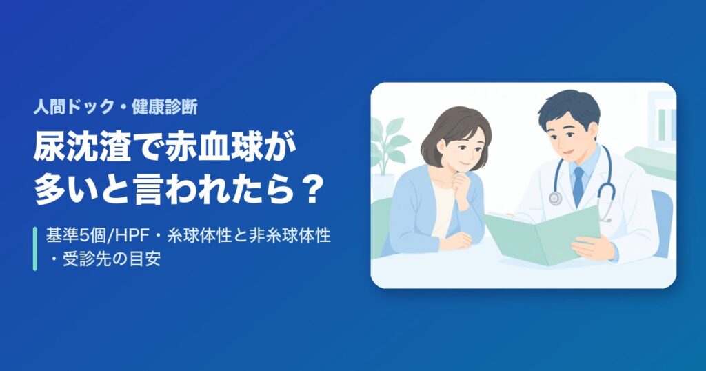 尿沈渣で赤血球が多いと言われたら?基準5個/HPF・糸球体性と非糸球体性・受診先の目安