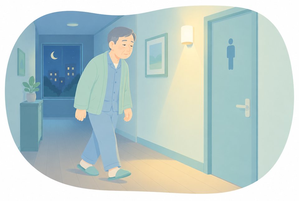 夜中にトイレへ向かう男性