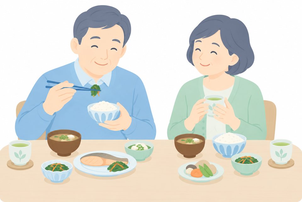 お酒を飲まず食事を楽しむ夫婦