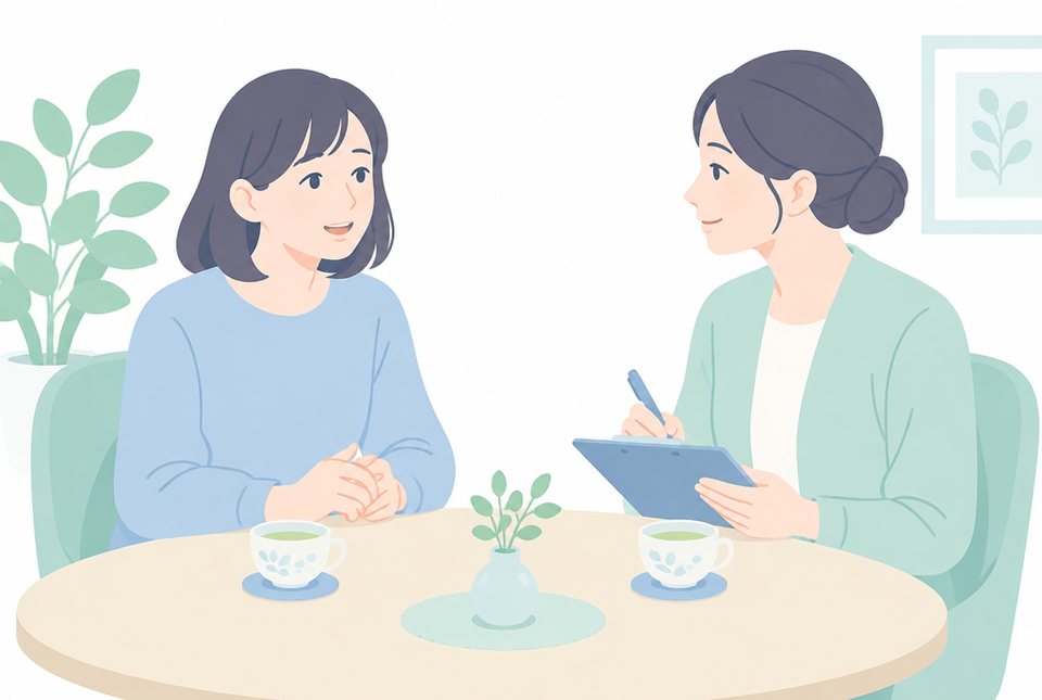 カウンセラーに相談する女性
