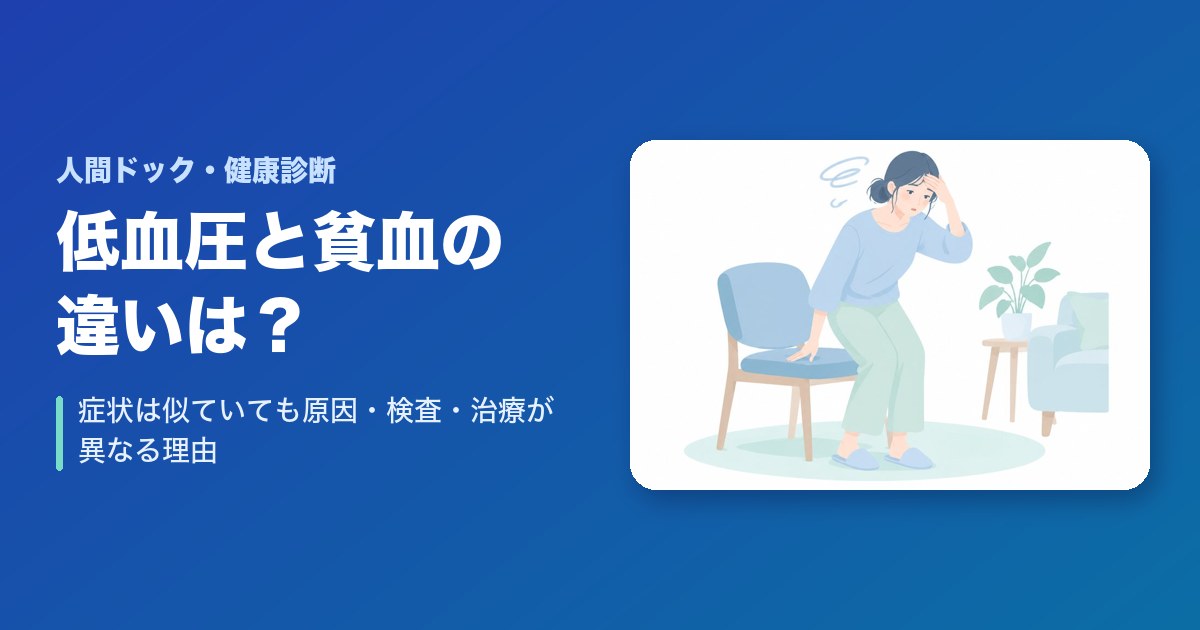 低血圧と貧血の違いは？症状は似ていても原因・検査・治療が異なる理由