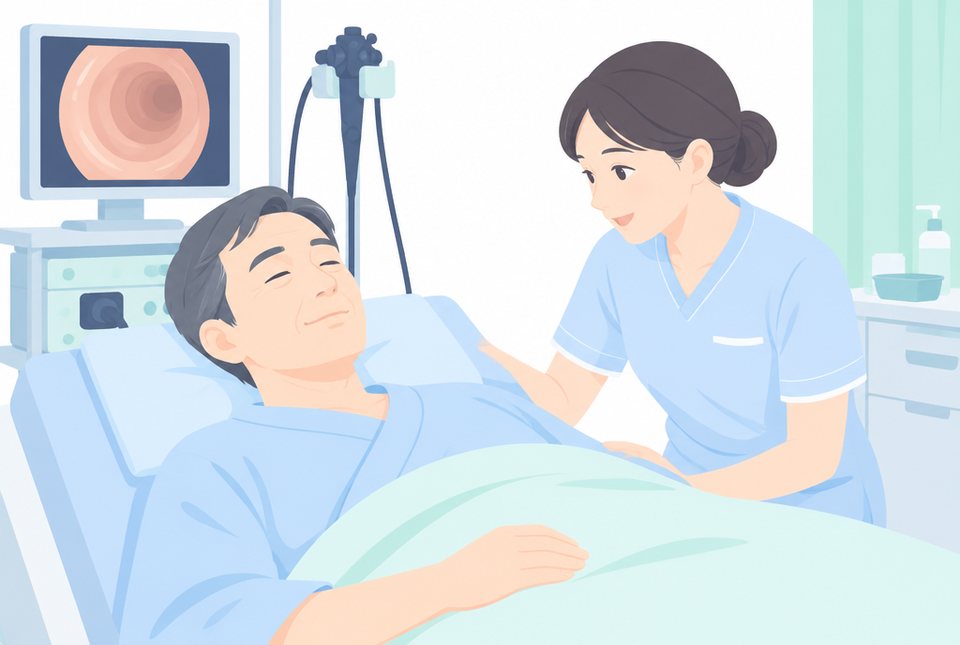 鎮静剤でうとうとしている男性のイラスト