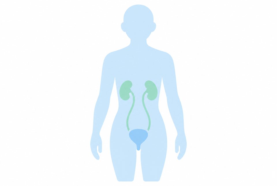 腎臓から膀胱までの尿の通り道の図