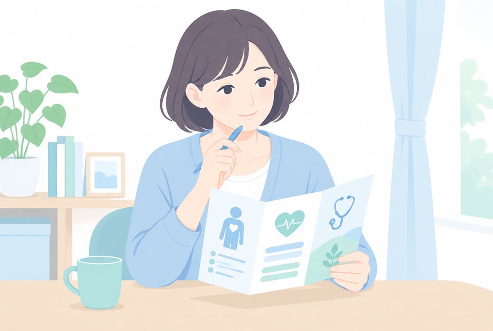 健診の案内書を確認する女性
