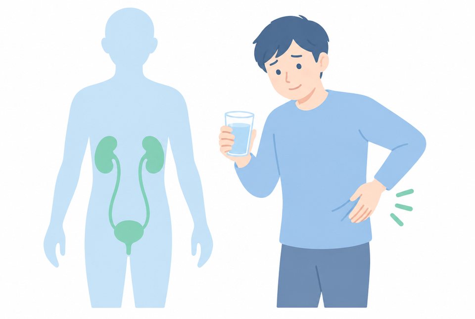 腎臓と尿管の位置と水分補給
